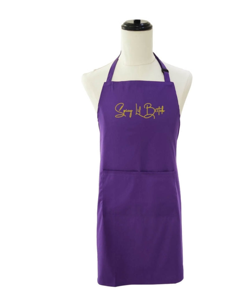 Spicy Lil Biitch Purple Apron with Gold Letters #for you